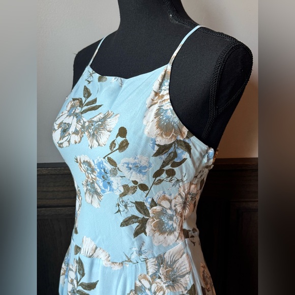 Leith Light Blue cross back Floral Maxi Dress S - Picture 5 of 8